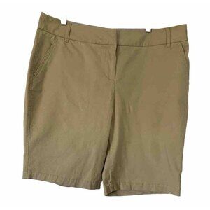 Roz & Ali Shorts Chino Khaki Cotton Blend Faux Back Pockets Modest Womens Sz 14